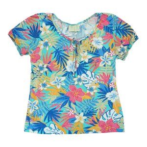 Caribbean‎ Joe Womens Blouse Small Shirt Floral Print Top Short Sleeve
